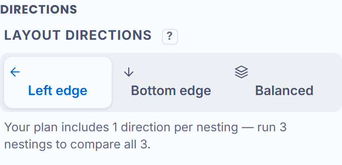 The layout direction choice, on screen