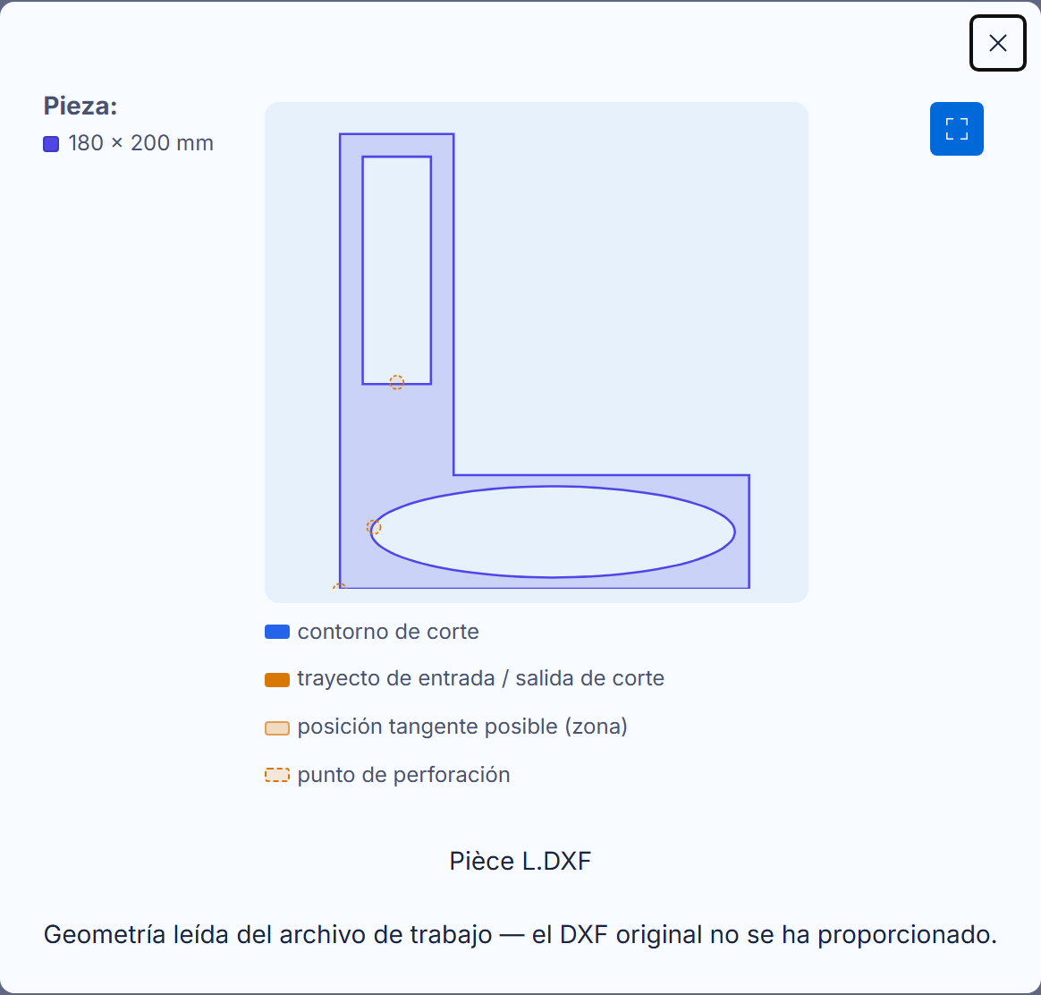 La vista ampliada de una ficha .job, con su leyenda