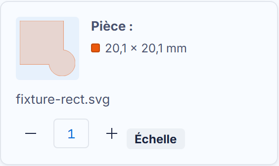 Une fiche SVG : la pièce à sa taille convertie