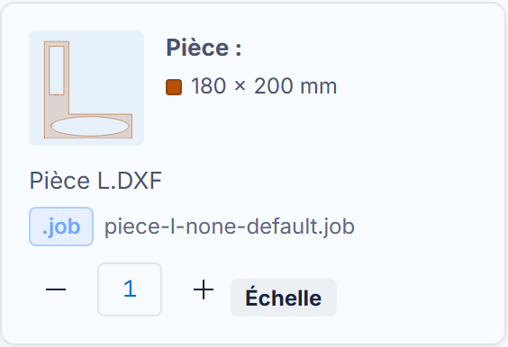 Une carte .job : puce, constats, quantité, échelle