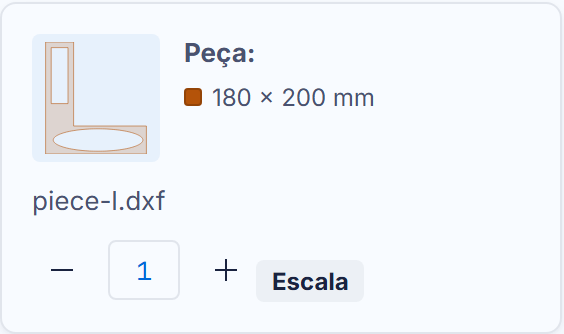 Uma ficha DXF: visualização, quantidade, escala
