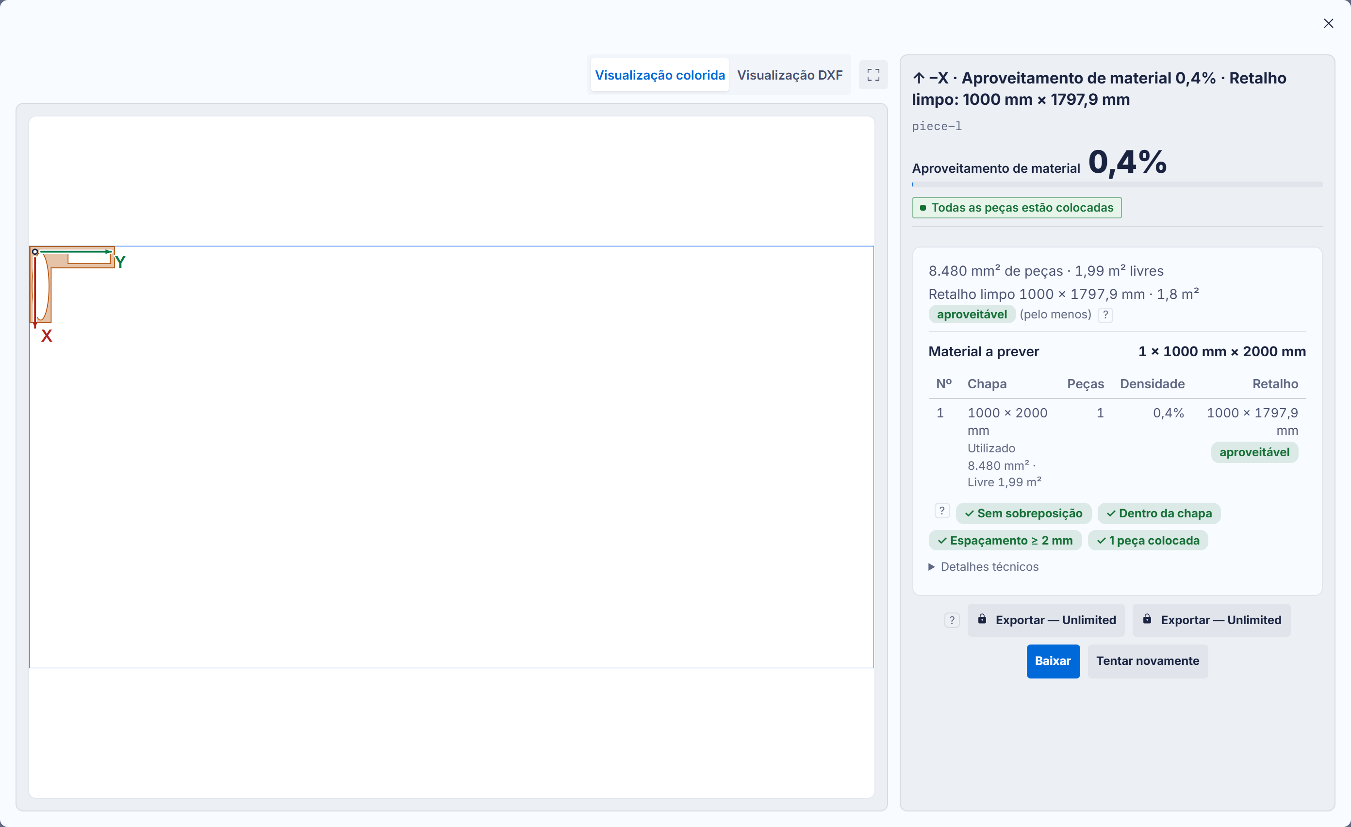 A tela de resultado: propostas, densidade, badges, downloads