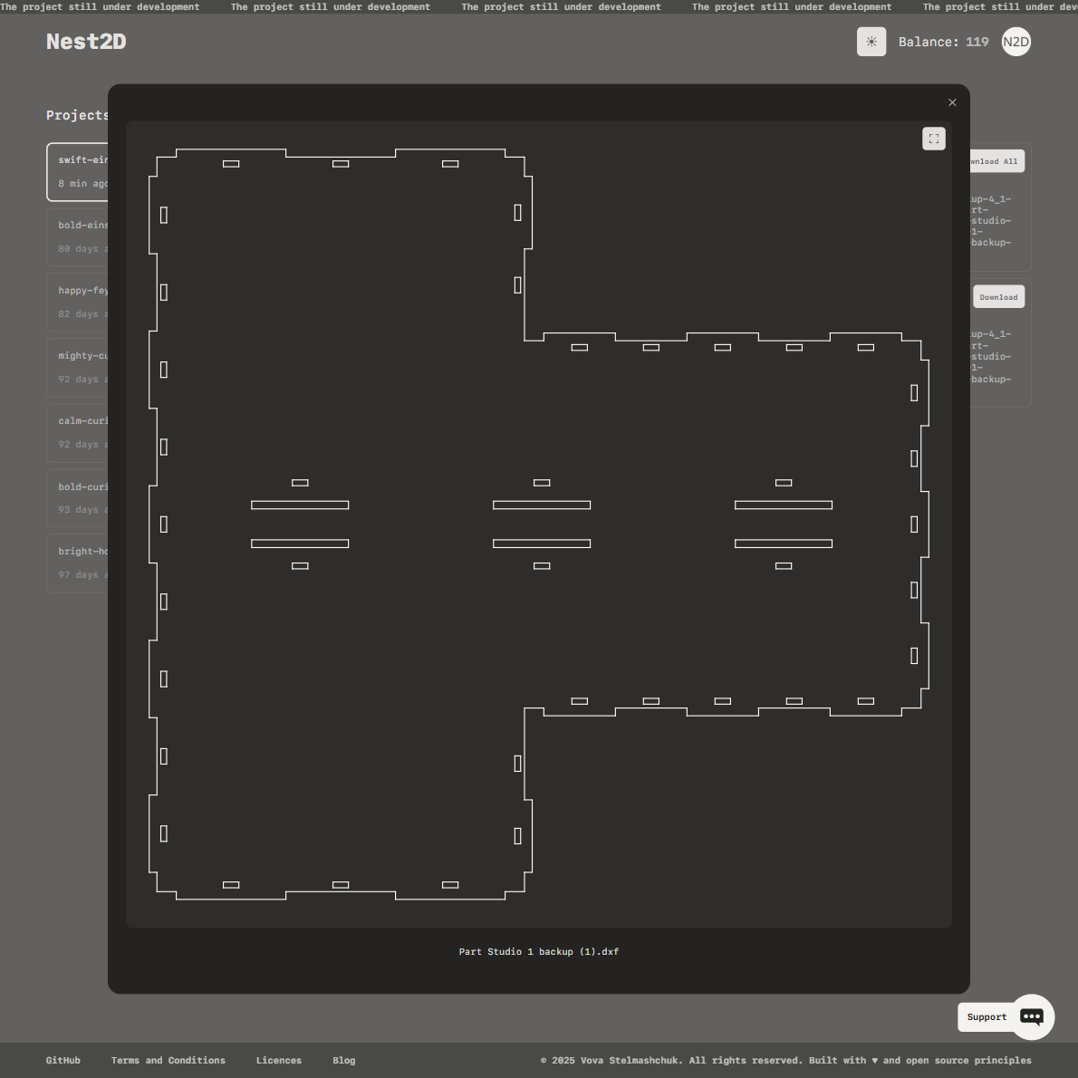 Nesting progress with real-time stages and elapsed time